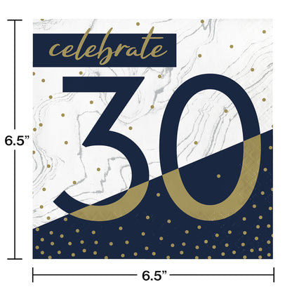 Navy and Gold 30th Birthday Luncheon Napkins 192 ct