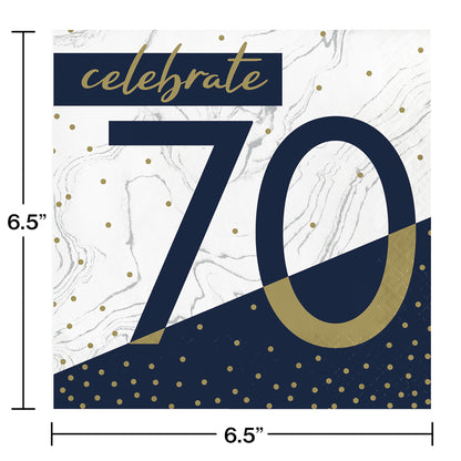 Navy and Gold 70th Birthday Luncheon Napkins 192 ct