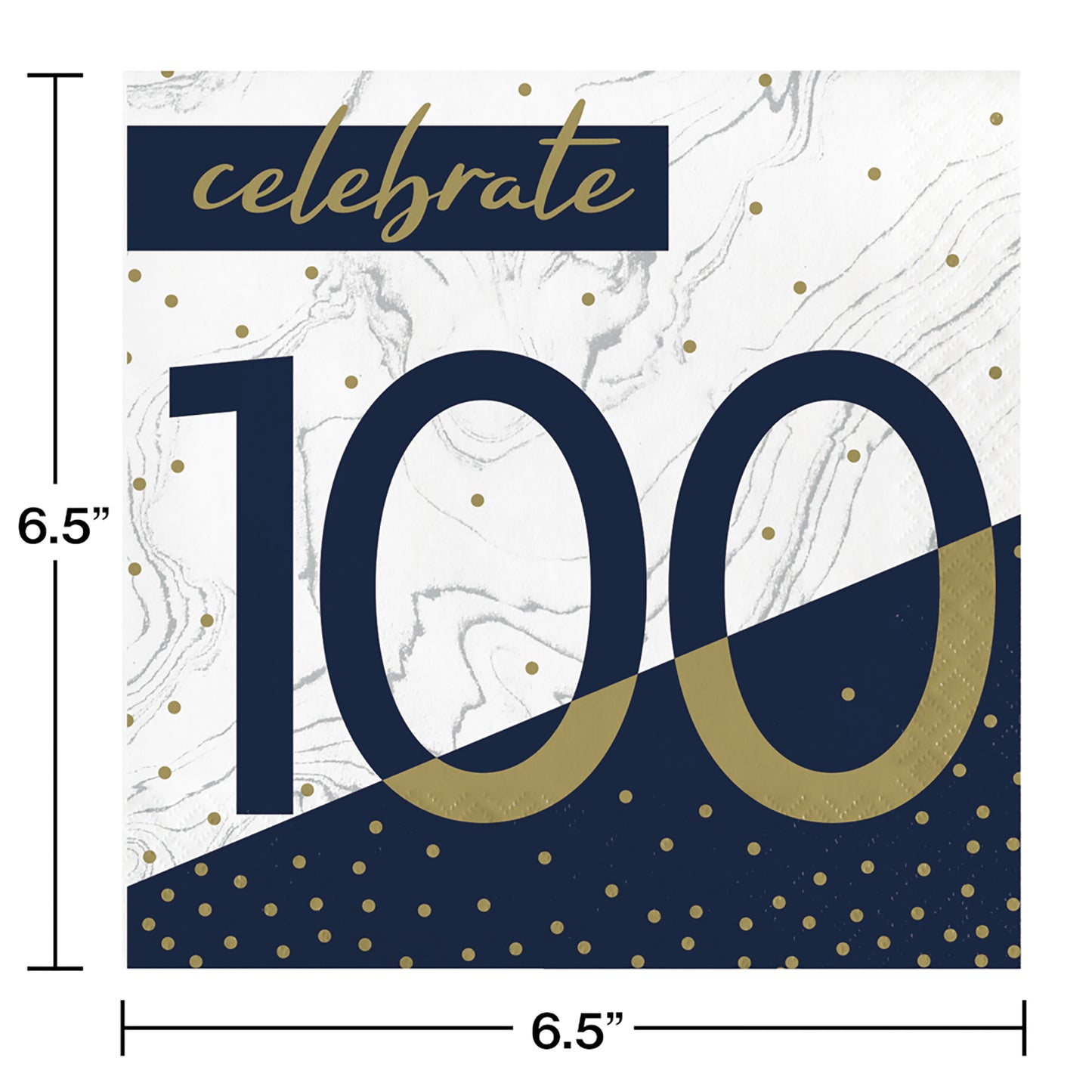 Navy and Gold 100th Birthday Luncheon Napkins 192 ct