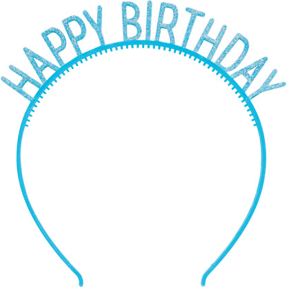 Assorted Colors Happy Birthday Headbands with Glitter 48 ct