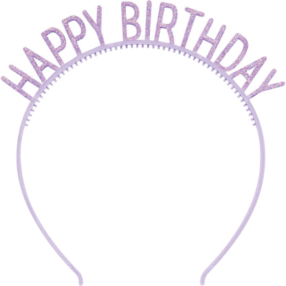 Assorted Colors Happy Birthday Headbands with Glitter 48 ct