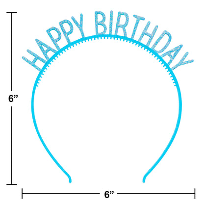 Assorted Colors Happy Birthday Headbands with Glitter 48 ct