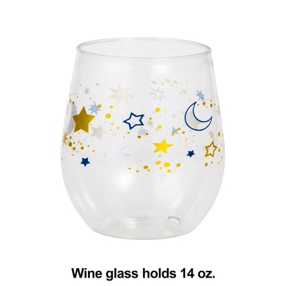 Starry Night Plastic Wine Glasses 6 ct