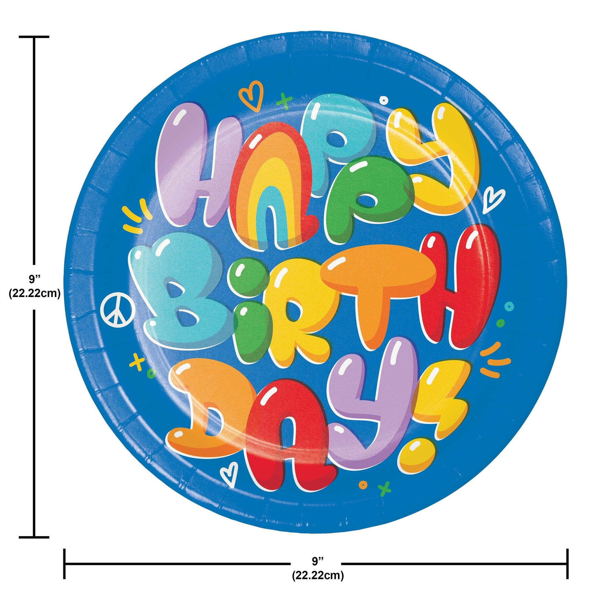 Bubbly Birthday Dinner Paper Plates 96 ct Dimension Image