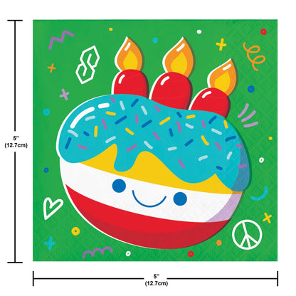 Bubbly Birthday Beverage Napkins 192 ct Dimensions Image