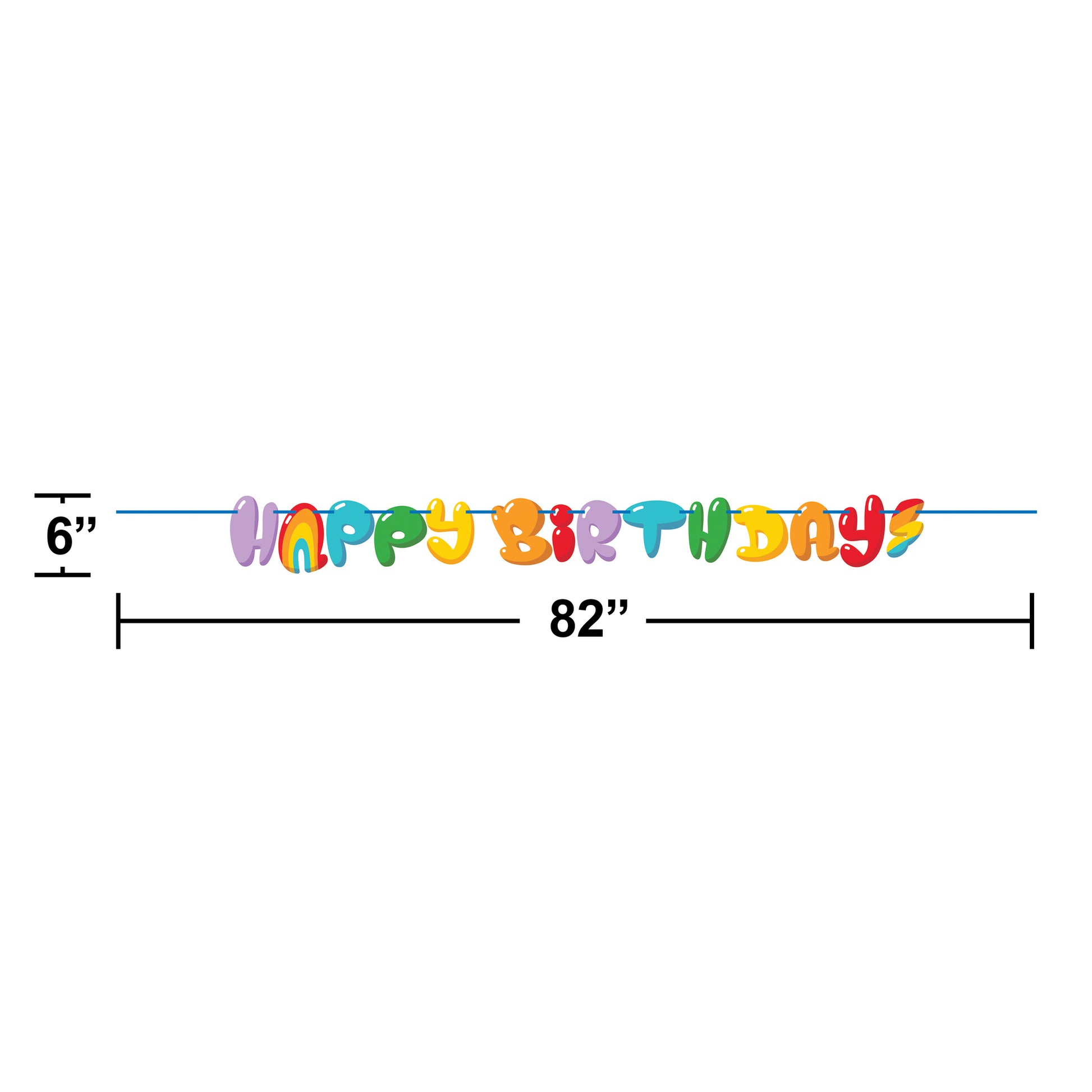 Bubbly Birthday Ribbon Banner 12 ct Dimension Image