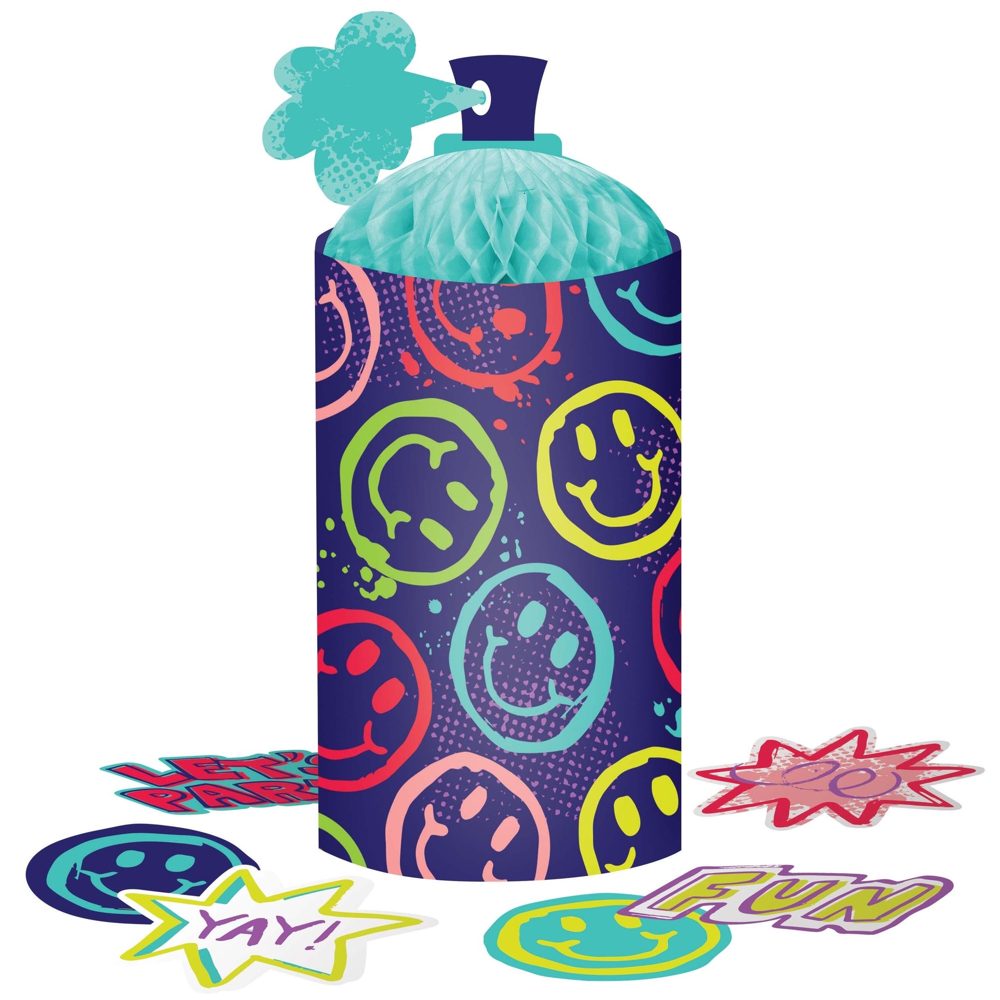 Graffiti Party Spray Paint Can Honeycomb Centerpiece 24 ct