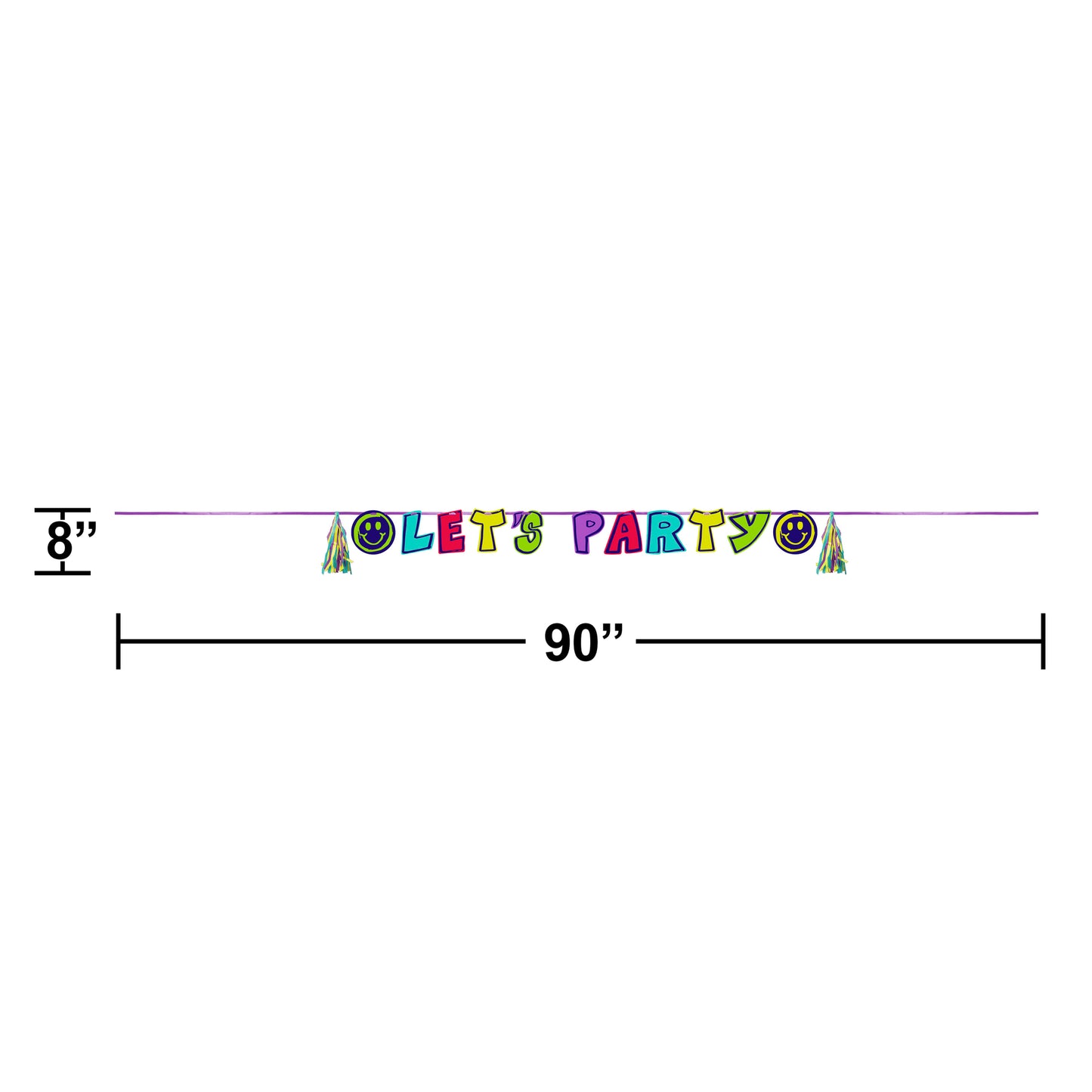 Graffiti Party "Let's Party" Banner with Tassels 12 ct Dimension Image