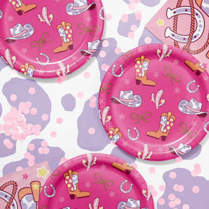 Boots and Bows Dinner Paper Plates 96 ct Lifestyle Image