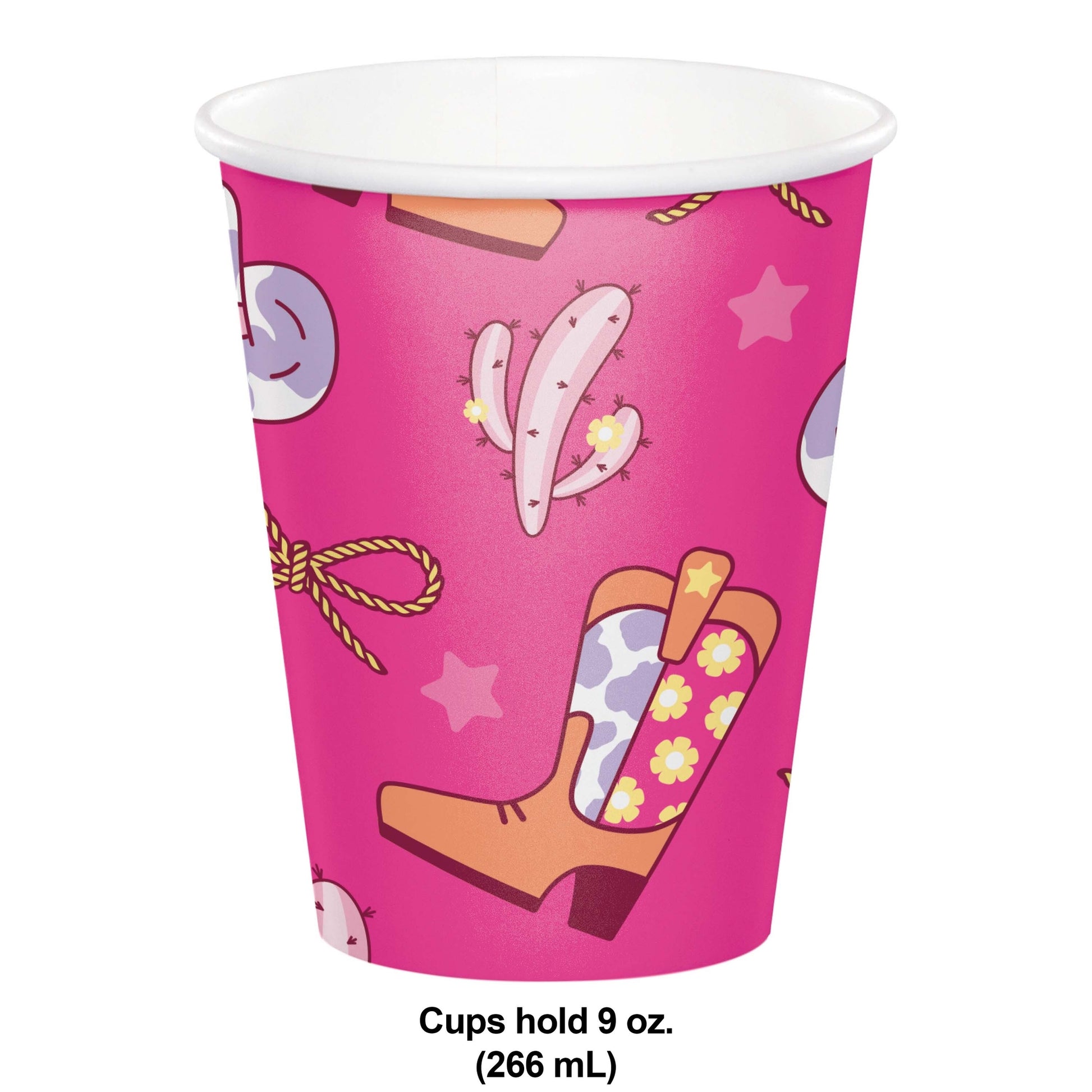 Boots and Bows Hot or Cold Paper Cups 96 ct Dimension Image