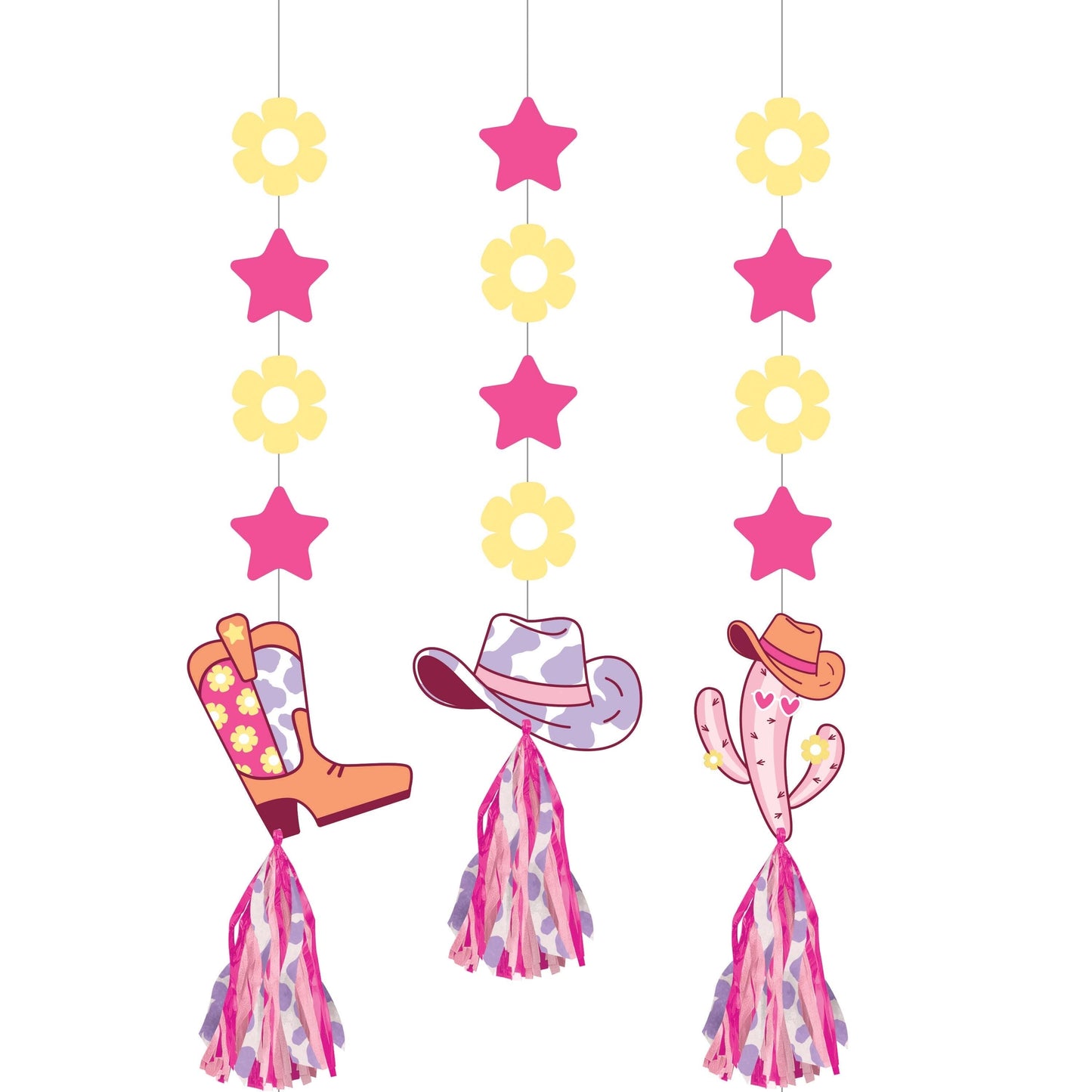 Boots and Bows Hanging Cutouts with Tassels 36 ct