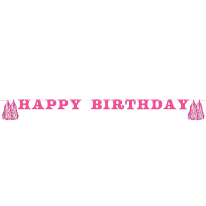 Boots and Bows Happy Birthday Banner with Tassels 12 ct