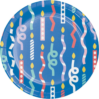 Party Patterns Birthday Candle Dessert Paper Plates 96 ct