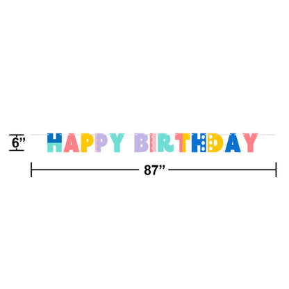 Party Patterns Happy Birthday Banner 12 ct Dimension Image