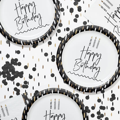 Golden Wishes Happy Birthday Dinner Paper Plates 96 ct Lifestyle Image