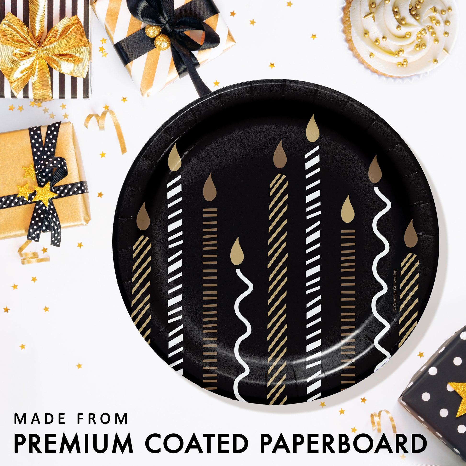 Golden Wishes Dessert Paper Plates 96 ct Feature Image