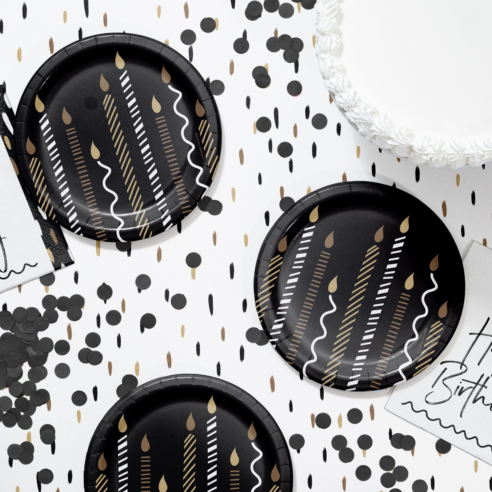 Golden Wishes Dessert Paper Plates 96 ct Lifestyle Image