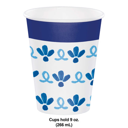 Blue Willow Hot or Cold Paper Cups 96 ct Dimension Image