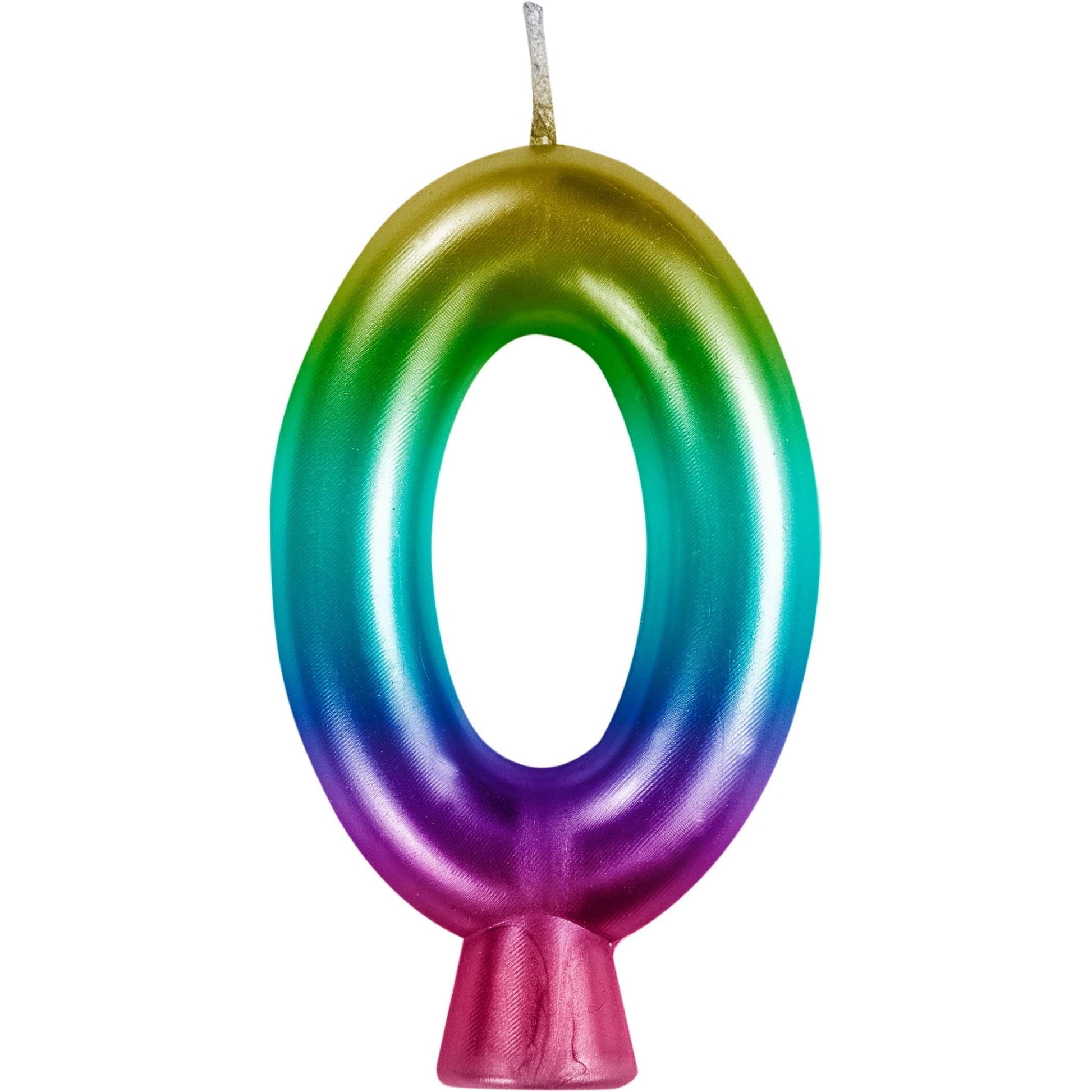 Rainbow Metallic 0 Birthday Candle 12 ct