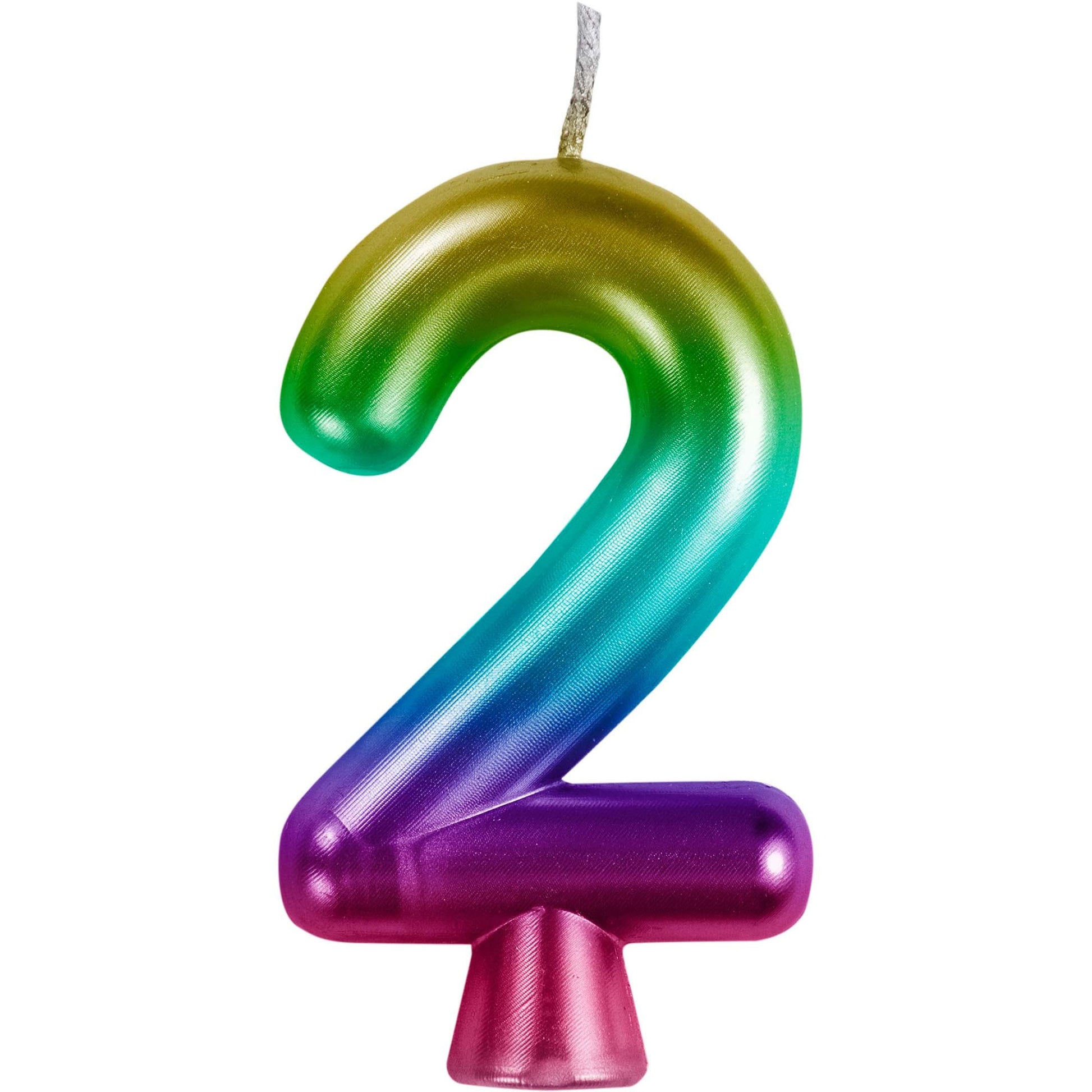 Rainbow Metallic 2 Birthday Candle 12 ct