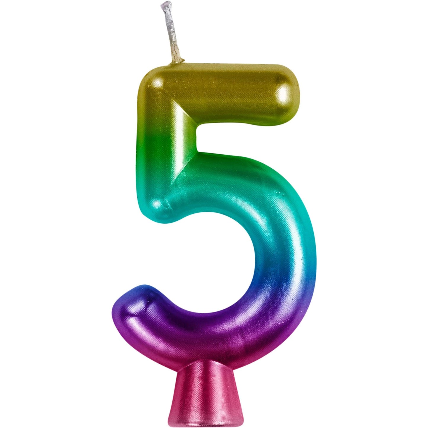 Rainbow Metallic 5 Birthday Candle 12 ct