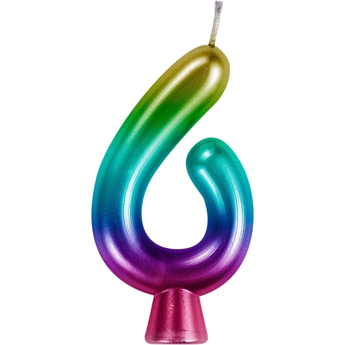 Rainbow Metallic 6 Birthday Candle 12 ct