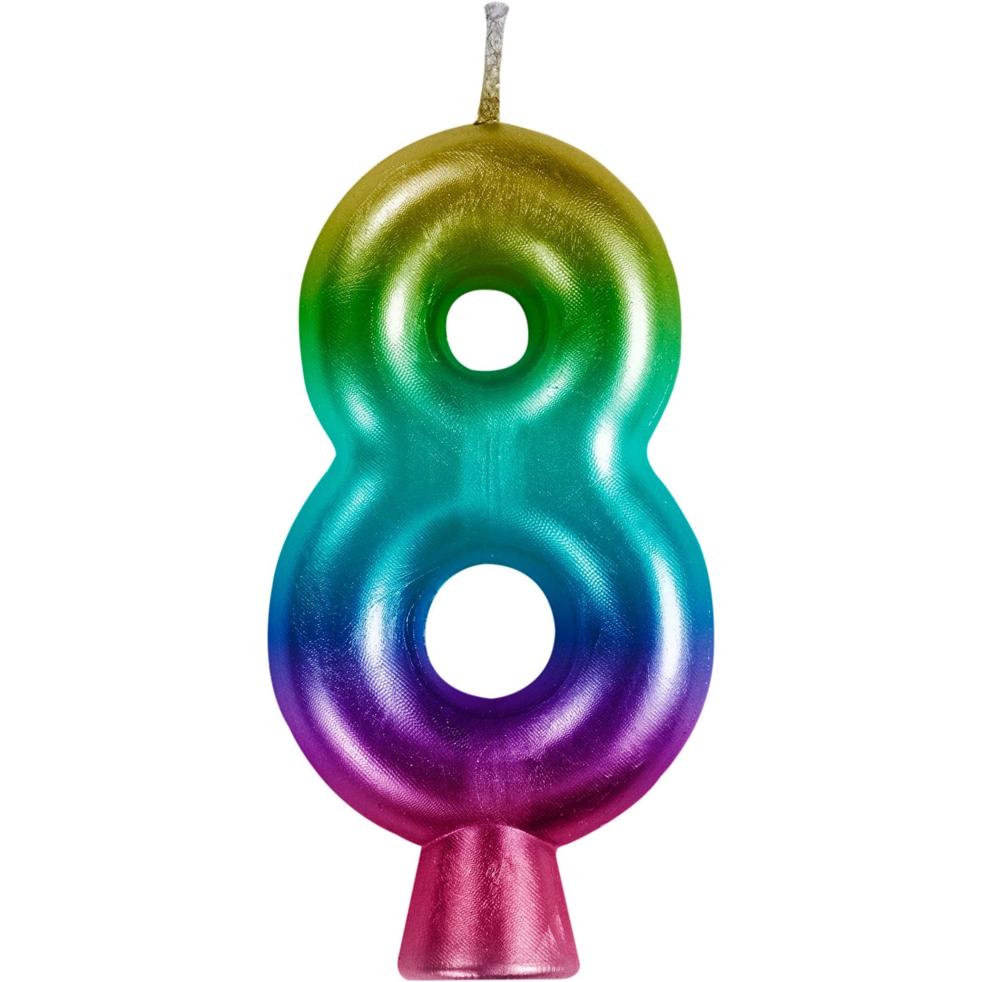 Rainbow Metallic 8 Birthday Candle 12 ct