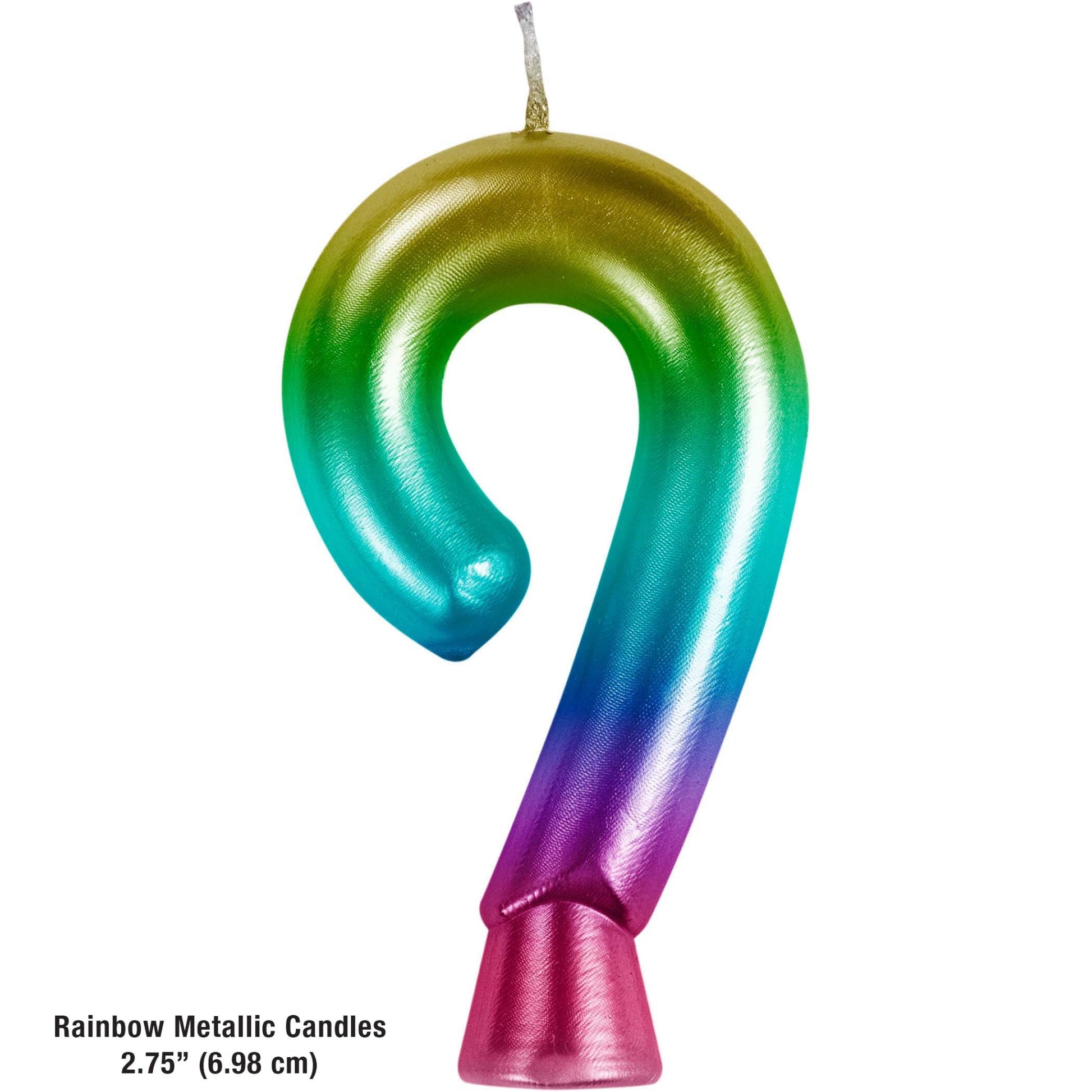 Rainbow Metallic 9 Birthday Candle 12 ct Dimension Image