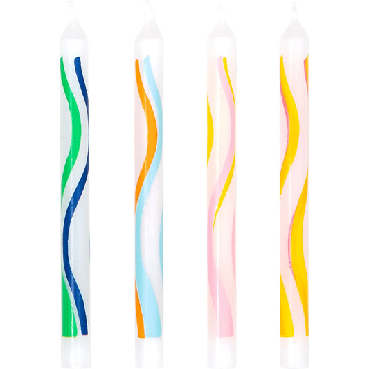 Multicolor Wave Print Birthday Candles 240 ct