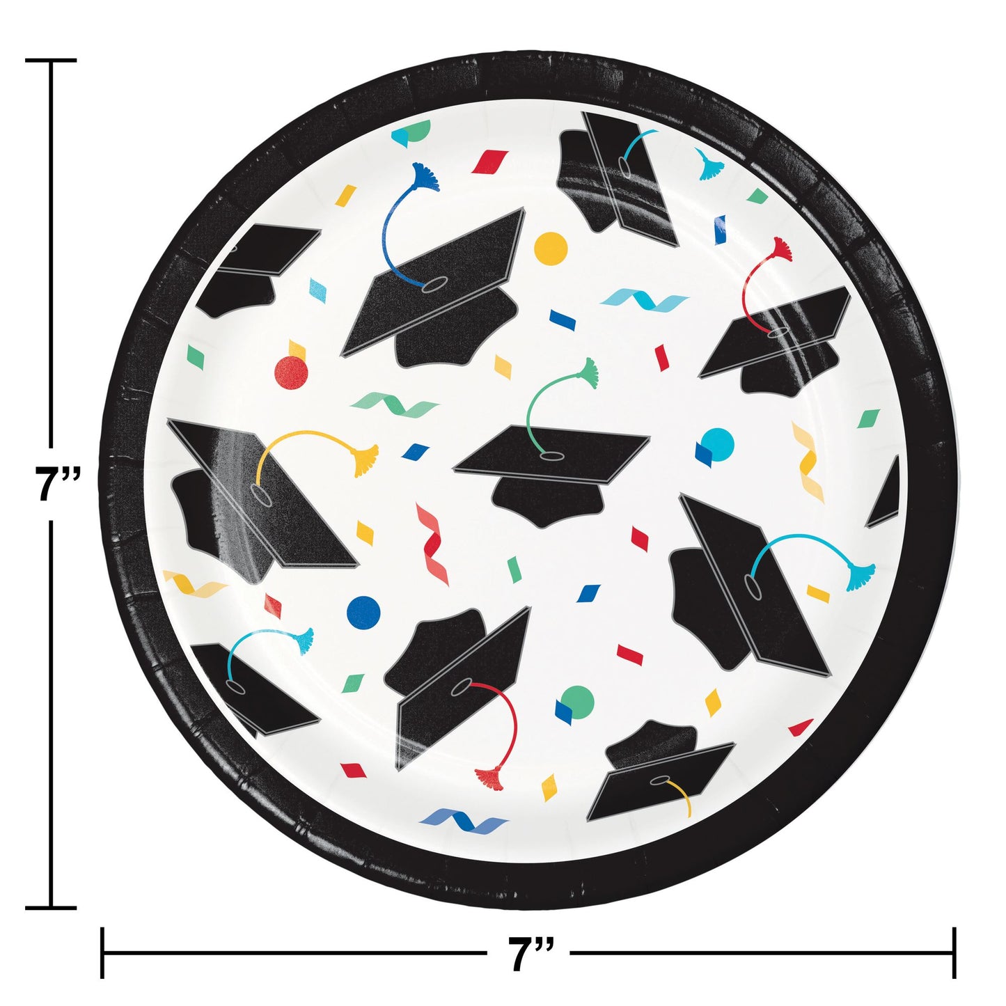 Cap Toss Graduation Dessert Paper Plates 96 ct Dimension Image