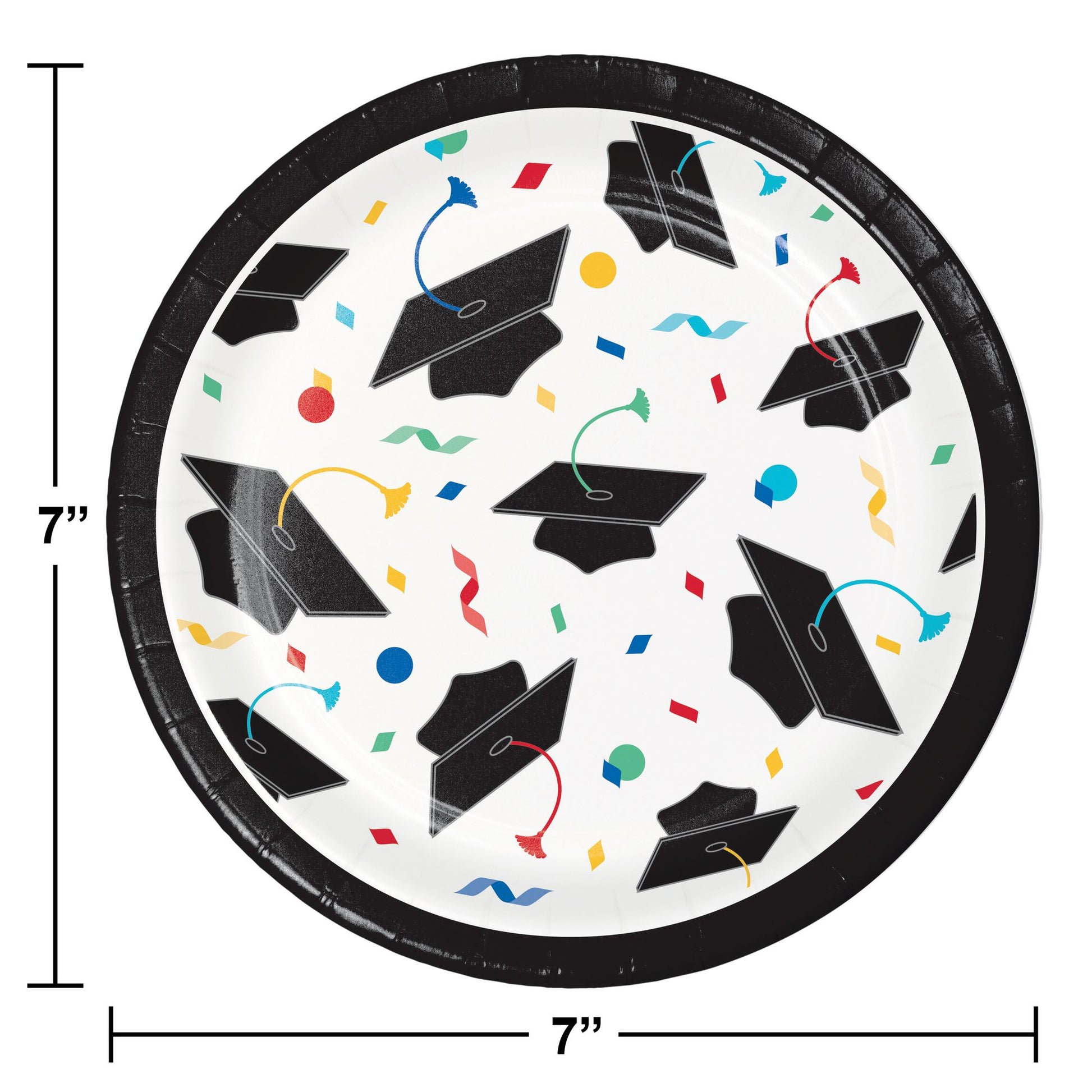 Cap Toss Graduation Dessert Paper Plates 96 ct Dimension Image