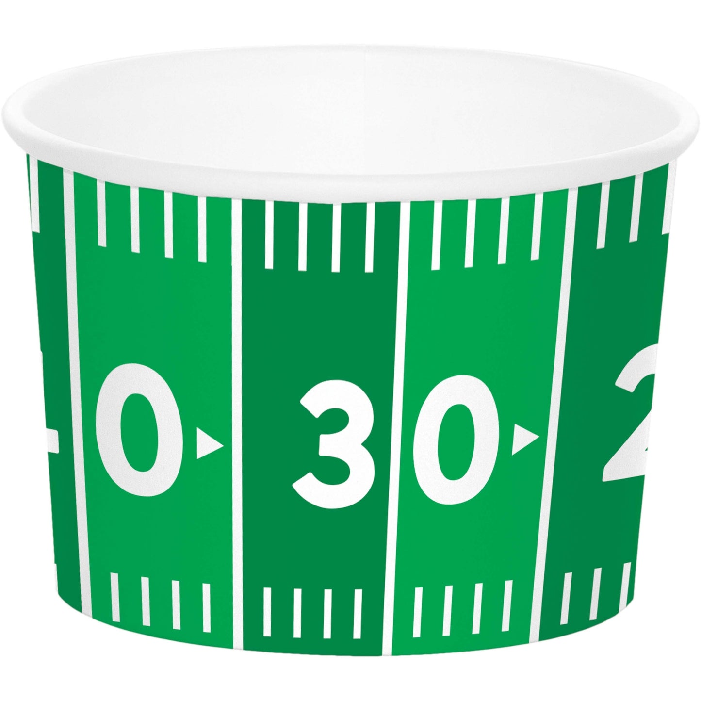 Football Field Paper Treat Cups 96 ct. Green and white paper cup with football field design