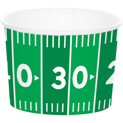 Football Field Paper Treat Cups 96 ct. Green and white paper cup with football field design
