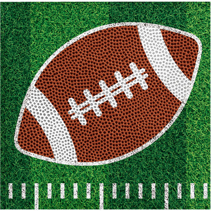 Tailgate Time Football Beverage Napkins 192 ct. Football design with white lines on a grass football field