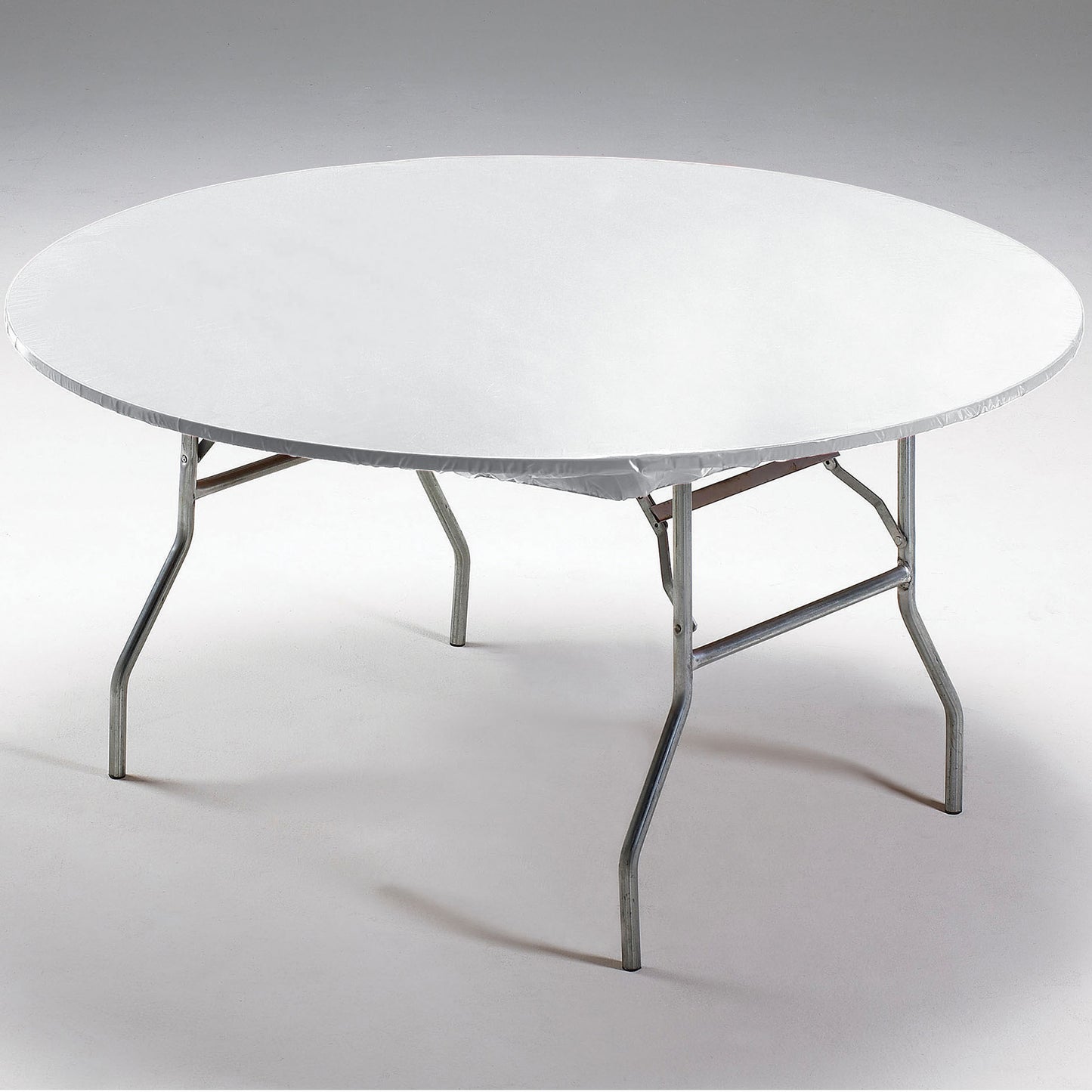 White Stay Put 60" Round Tablecloths 12 ct