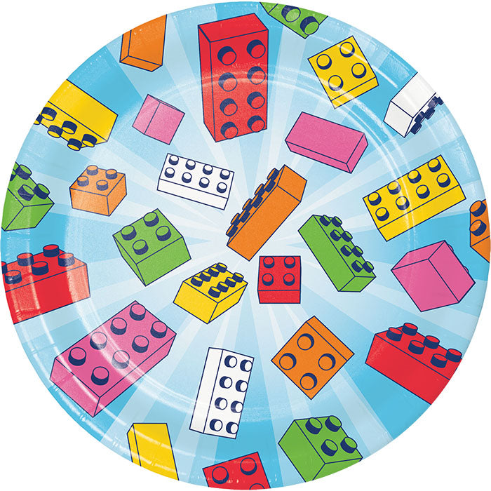 Block Bash Toy Blocks Dessert Plates 96 ct