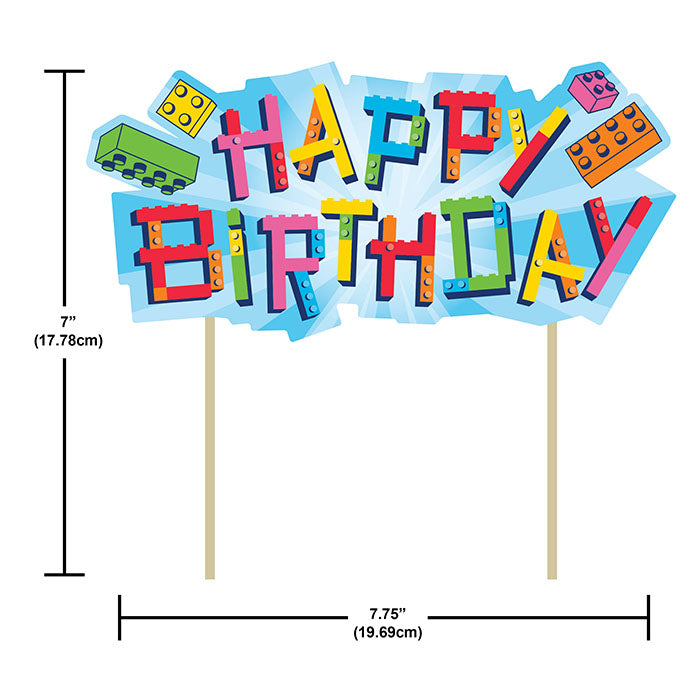 Block Bash Toy Blocks Cake Topper 12 ct dimensions