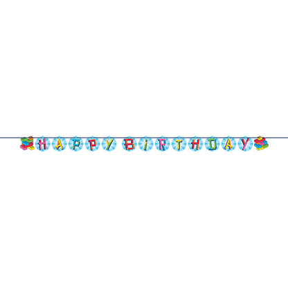 Block Bash "Happy Birthday" Toy Blocks Ribbon Banners 12 ct