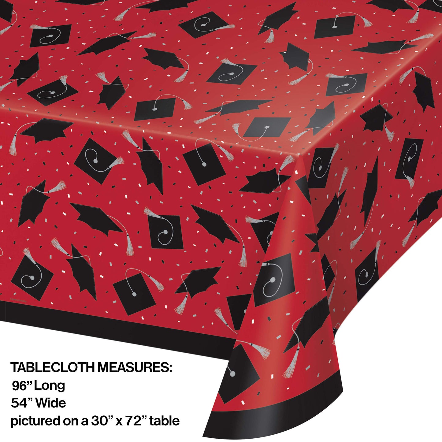 School Spirit Red Graduation Plastic Tablecloth 12 ct