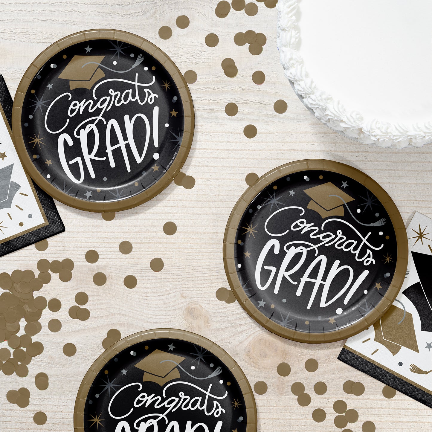 Glowing Grad Dessert Paper Plates 96 ct Lifestyle Image