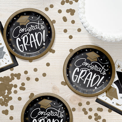 Glowing Grad Dessert Paper Plates 96 ct Lifestyle Image