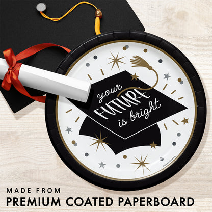 Glowing Grad Dinner Paper Plates 96 ct