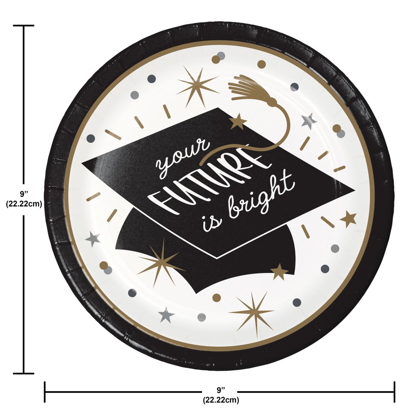 Glowing Grad Dinner Paper Plates 96 ct