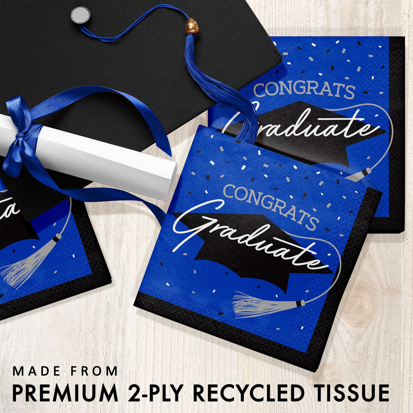 School Spirit Blue Graduation Luncheon Napkins 360 ct Feature Image