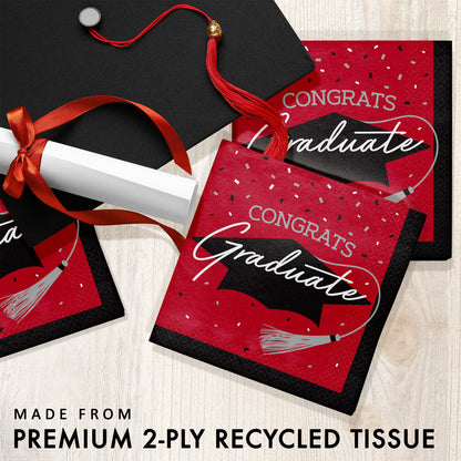 School Spirit Red Graduation Luncheon Napkins 360 ct Feature Image