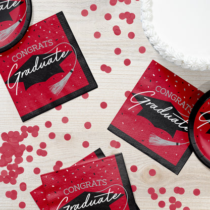 School Spirit Red Graduation Luncheon Napkins 360 ct Lifestyle Image