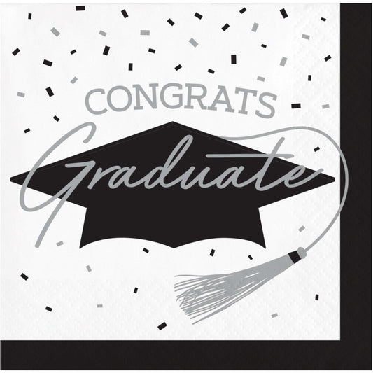 School Spirit White Graduation Beverage Napkins 360 ct