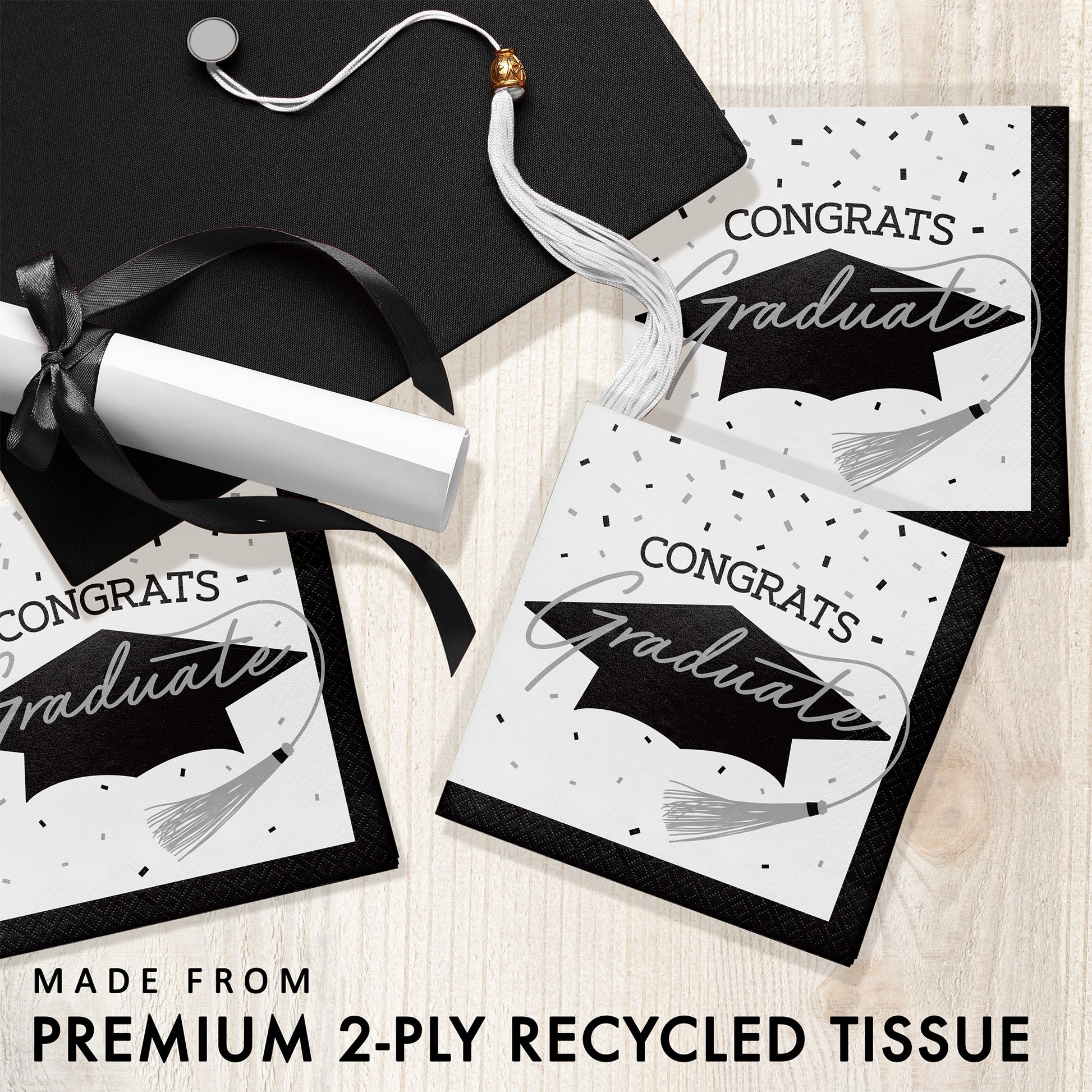 School Spirit White Graduation Beverage Napkins 360 ct Feature Image