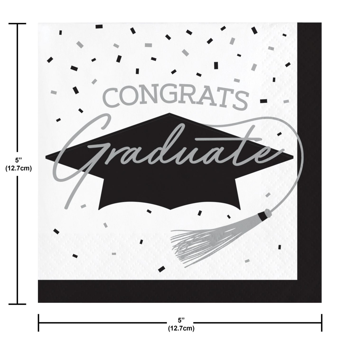School Spirit White Graduation Beverage Napkins 360 ct Dimension Image