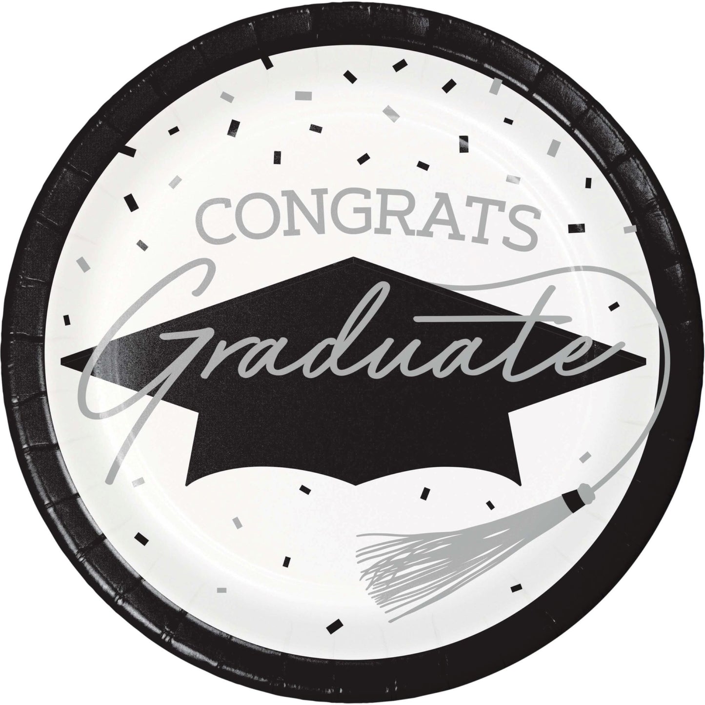 School Spirit White Graduation Dessert Paper Plates 180 ct